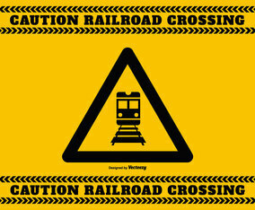 Railroad Crossing Caution Sign