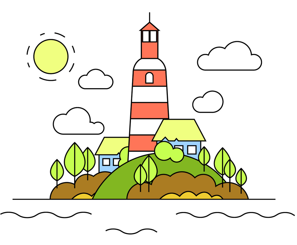 Lighthouse Hill Vector Illustration