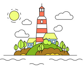 Lighthouse Hill Vector Illustration