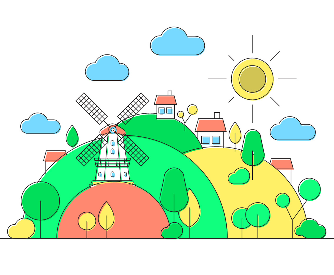Windmill Hill Vector Illustration