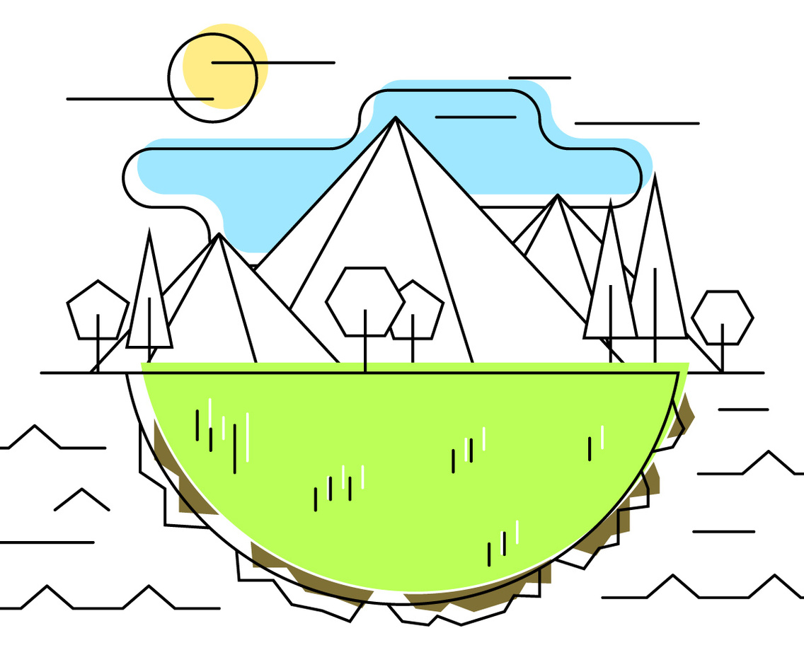 Geometric Mountain Meadow Vector Illustration