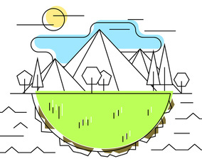 Geometric Mountain Meadow Vector Illustration