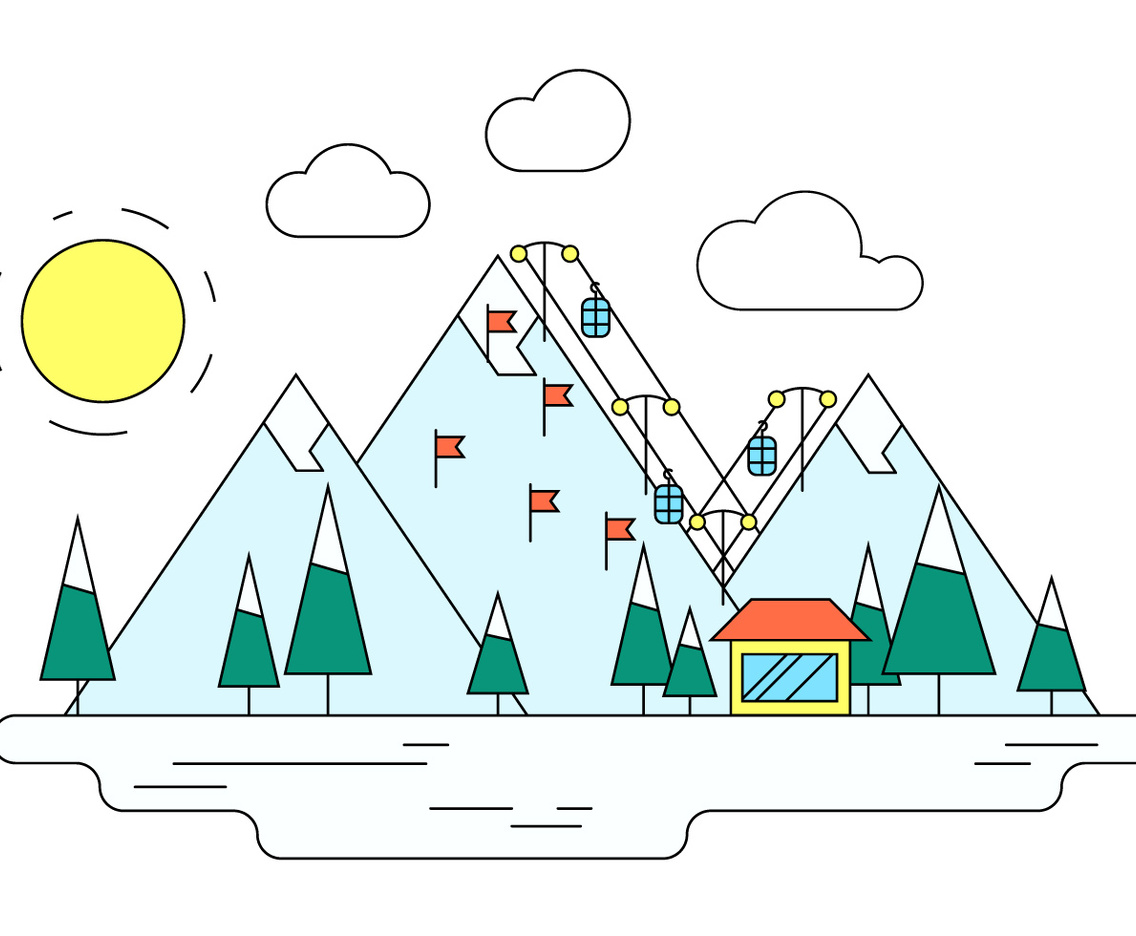 Winter Ski Resort Vector Illustration