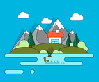 Mountain Home Vector Illustration