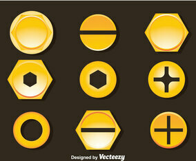 Golden Bolt And Nail Head Vector