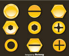Golden Bolt And Nail Head Vector