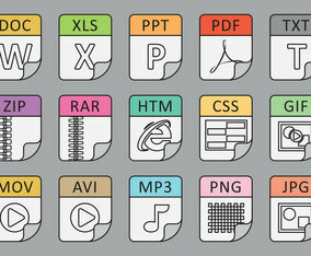 File Types Line Icons