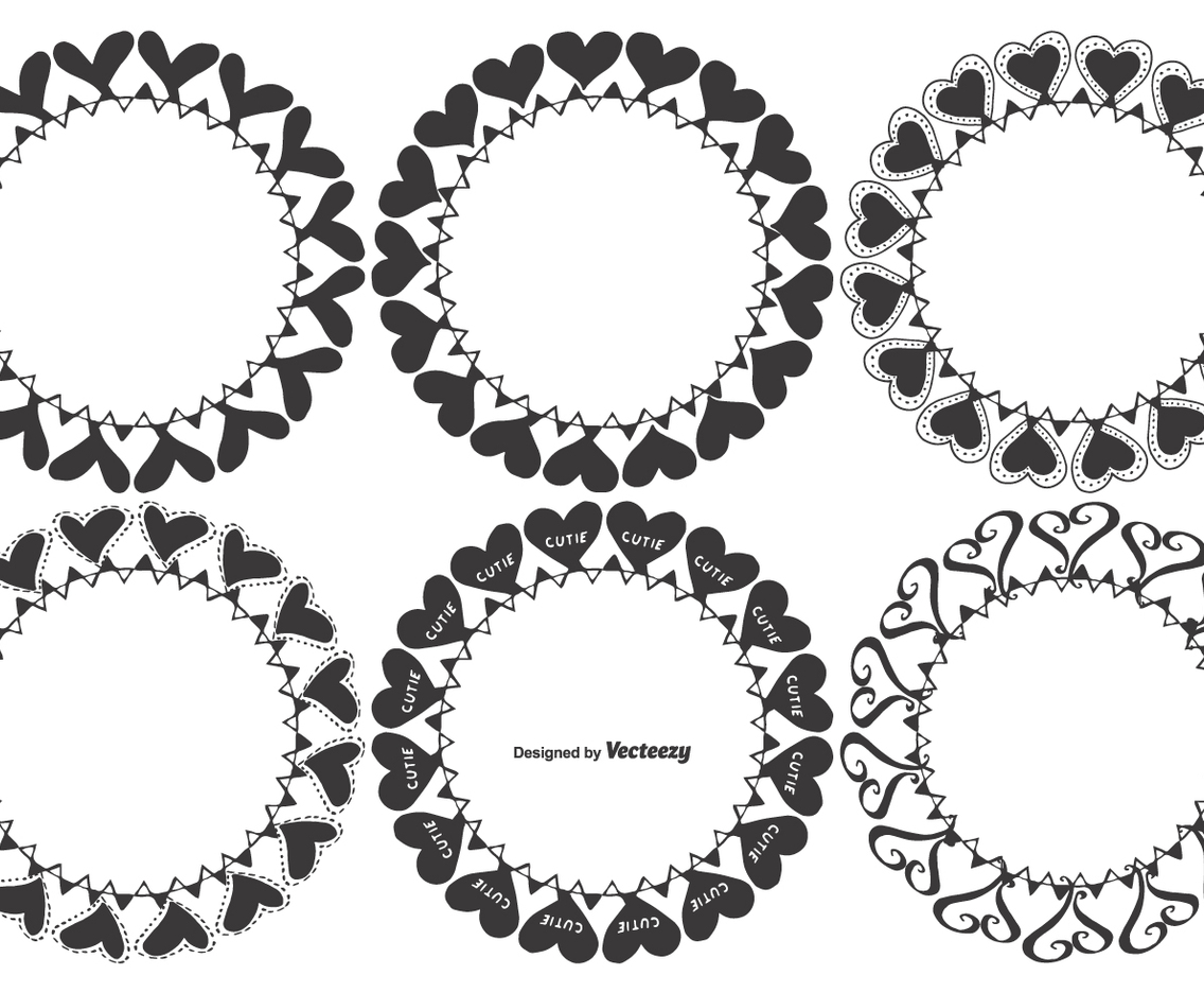Hand Drawn Vector Heart Frames