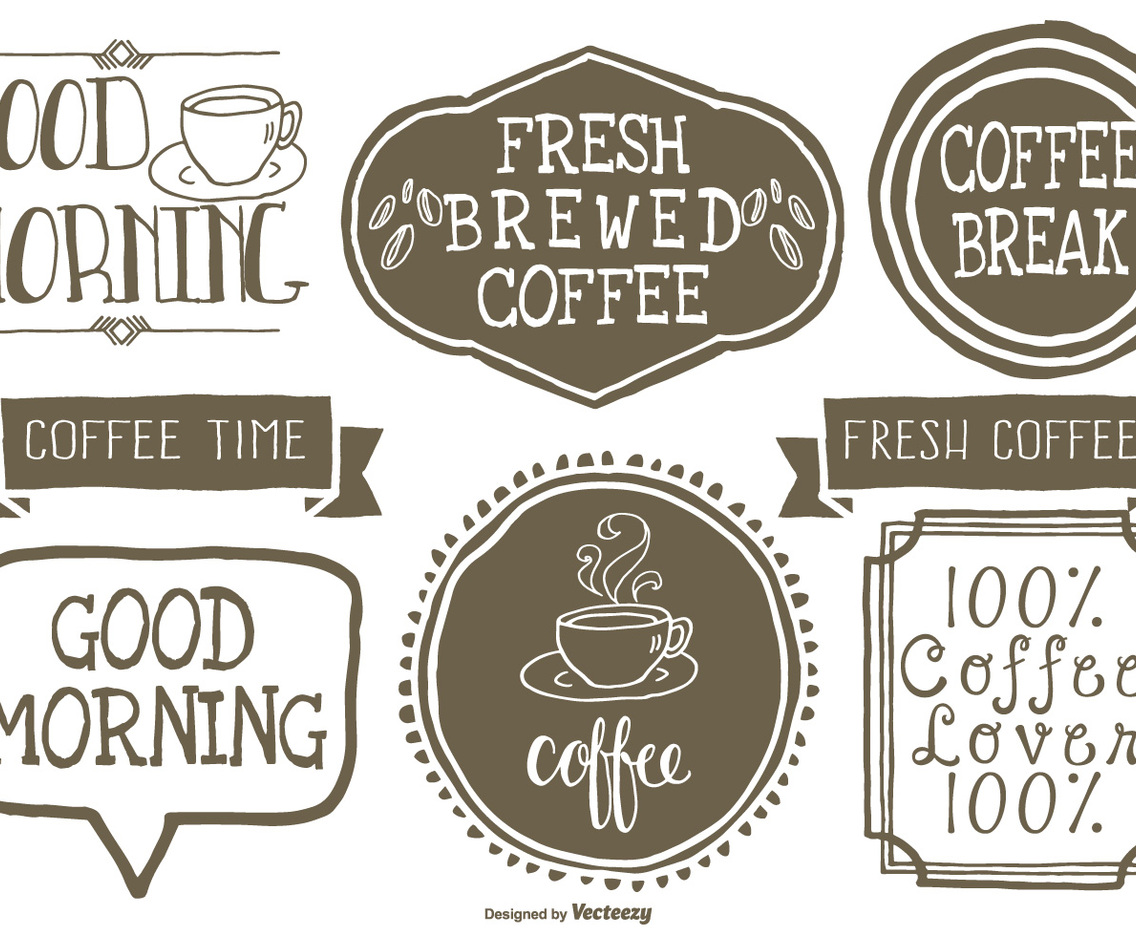 Cute Hand Drawn Style Coffee Lables