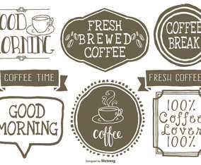 Cute Hand Drawn Style Coffee Lables