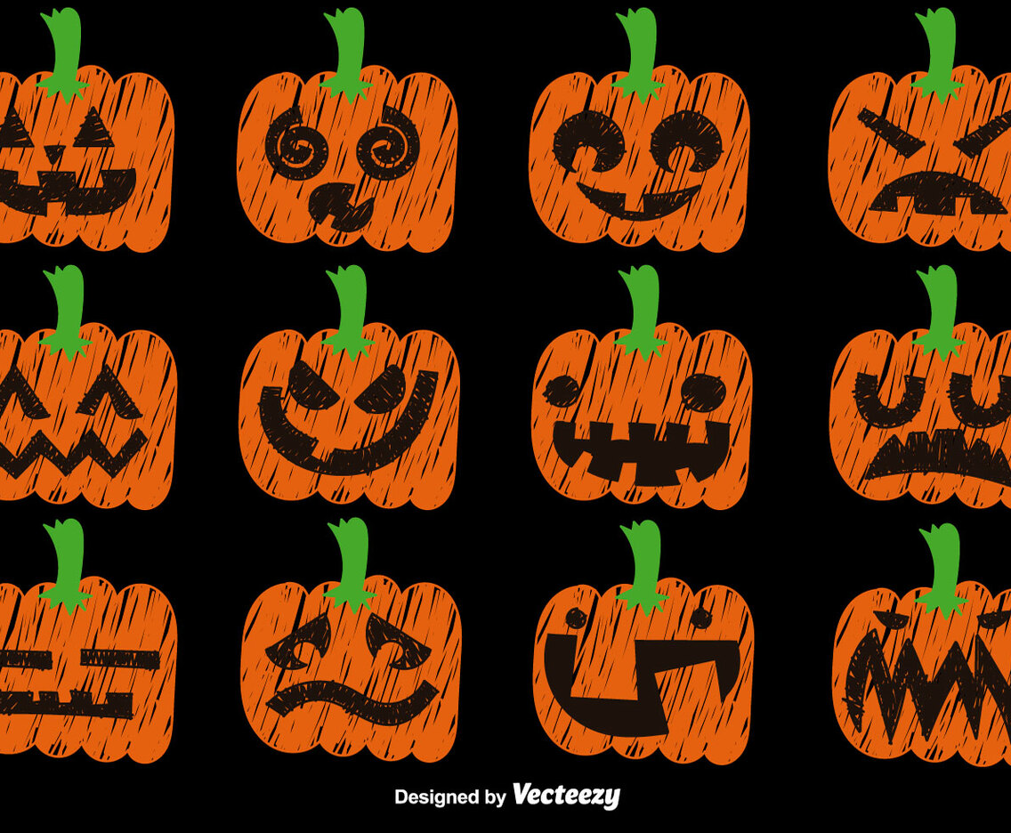 Vector Set Of Hand Drawn Pumpkins