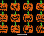 Vector Set Of Hand Drawn Pumpkins