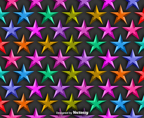 Vector Background With Colorful 3D Stars Seamless Pattern