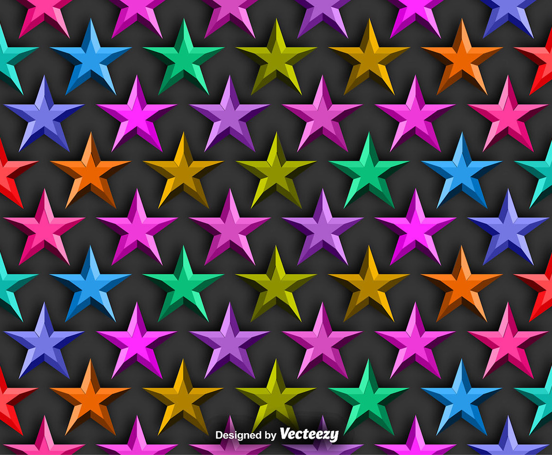 Vector Background With Colorful 3D Stars Seamless Pattern