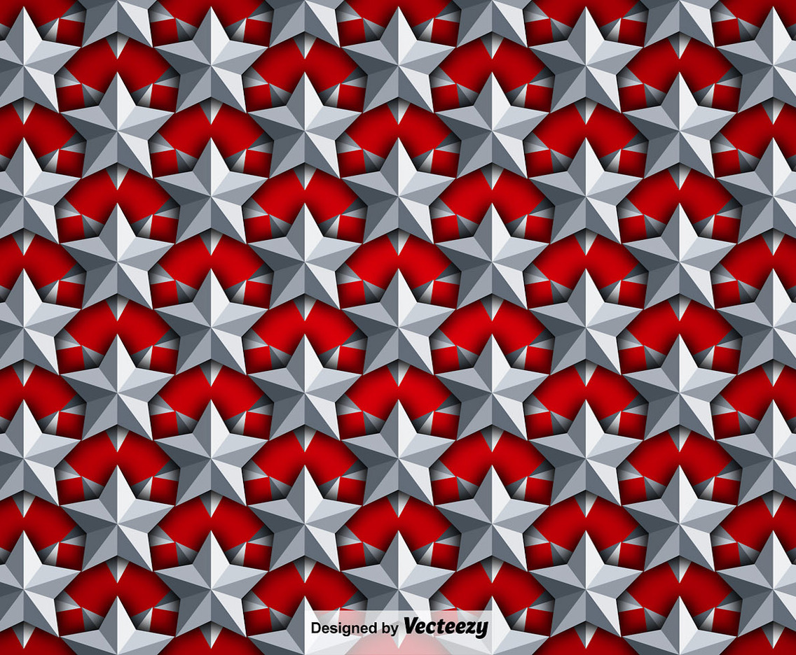 Vector Background With Silver 3D Stars Seamless Pattern