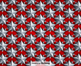 Vector Background With Silver 3D Stars Seamless Pattern