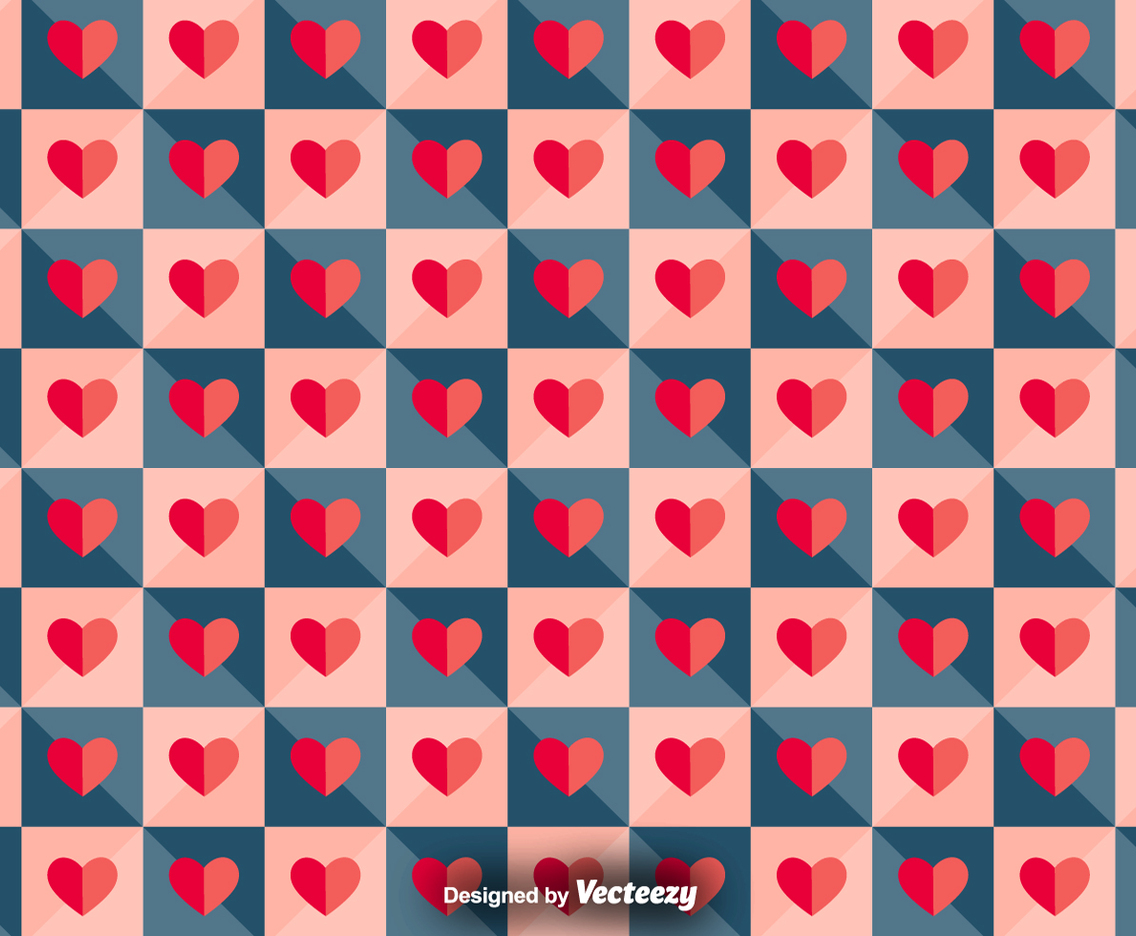 Vector Tiled Pattern With Paper Hearts