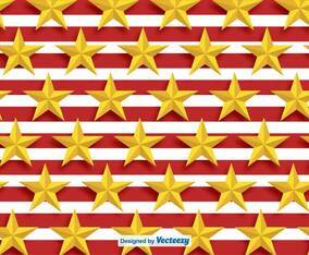 Vector Golden Stars Pattern With Red Stripes