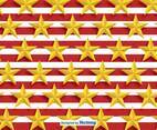 Vector Golden Stars Pattern With Red Stripes