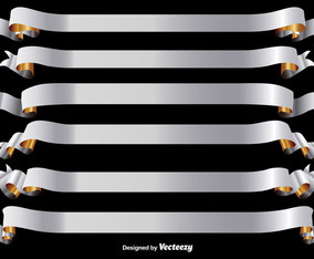 Vector Set Of Silver And Gold Ribbons