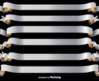 Vector Set Of Silver And Gold Ribbons