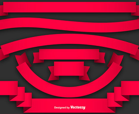 Vector Set Simple Red Ribbons