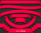 Vector Set Simple Red Ribbons