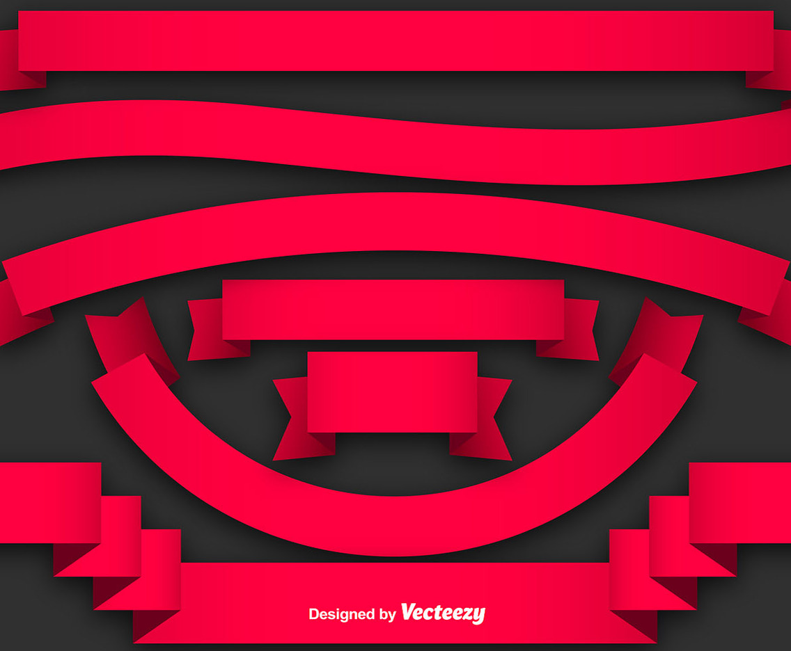 Vector Set Simple Red Ribbons