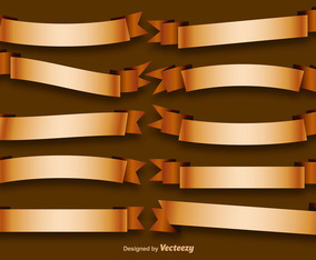 Vector Set Of Golden Ribbons
