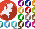 Netherlands State Silhouettes Vector Colorful Icon Buttons