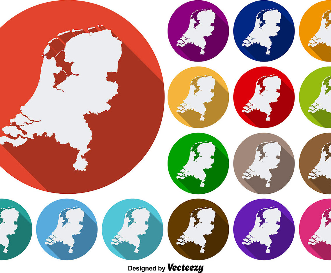 Netherlands State Silhouettes Vector Colorful Icon Buttons