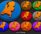 Netherlands State Vector 3D Silhouettes Colorful Netherlands Icon Buttons