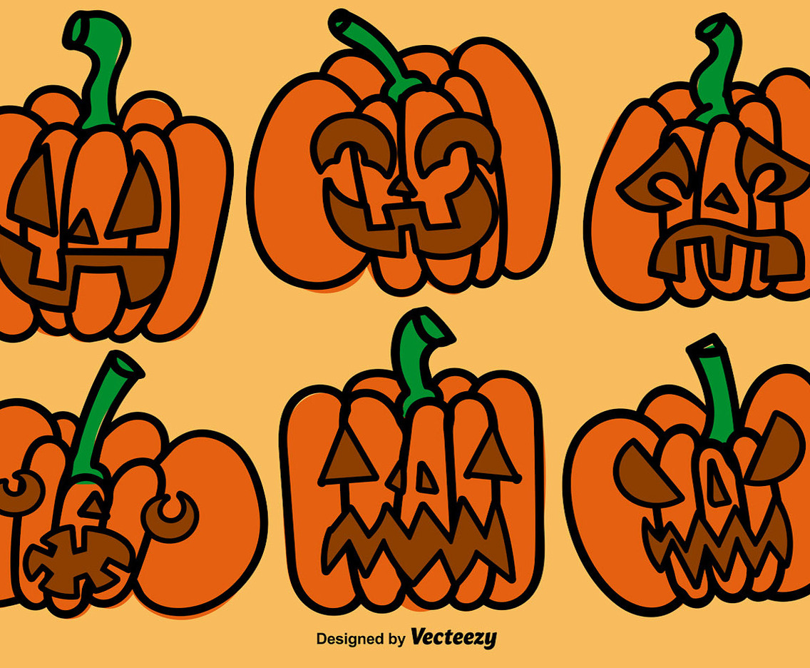 Cartoon Pumpkins Vector Set