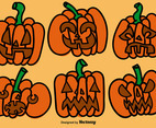 Cartoon Pumpkins Vector Set