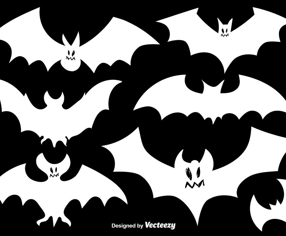 Vector Set Of Bats White Silhouettes