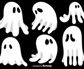 Cartoon Ghosts Vector Set