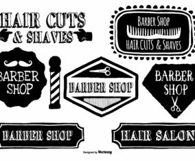 Cute Hand Drawn Barber Shop Labels
