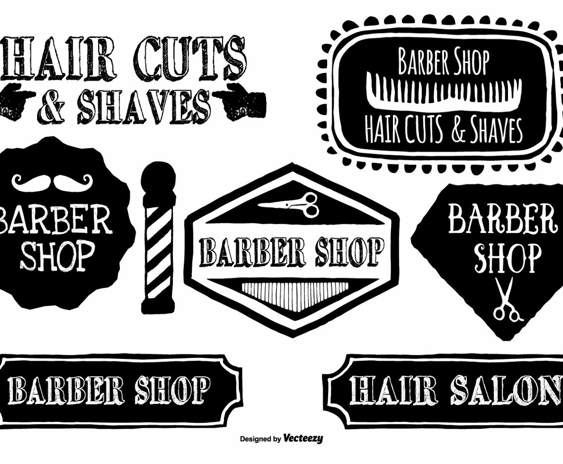 Cute Hand Drawn Barber Shop Labels