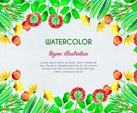 Watercolor Herb and Flower Framed Background