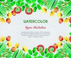 Watercolor Herb and Flower Framed Background