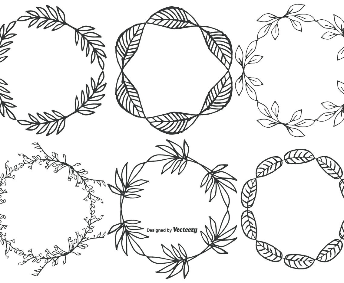 Cute Hand Drawn Sketchy Leaf Frames