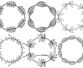 Cute Hand Drawn Sketchy Leaf Frames