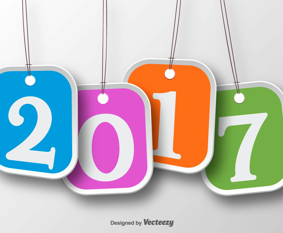 Set Of Four Tag Labels For 2017 New Year Celebration