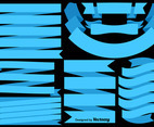 Vector Set Of Blue FlagsRibbons