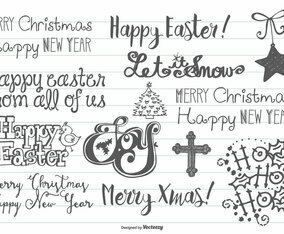 Hand Drawn Christmas Easter Doodles
