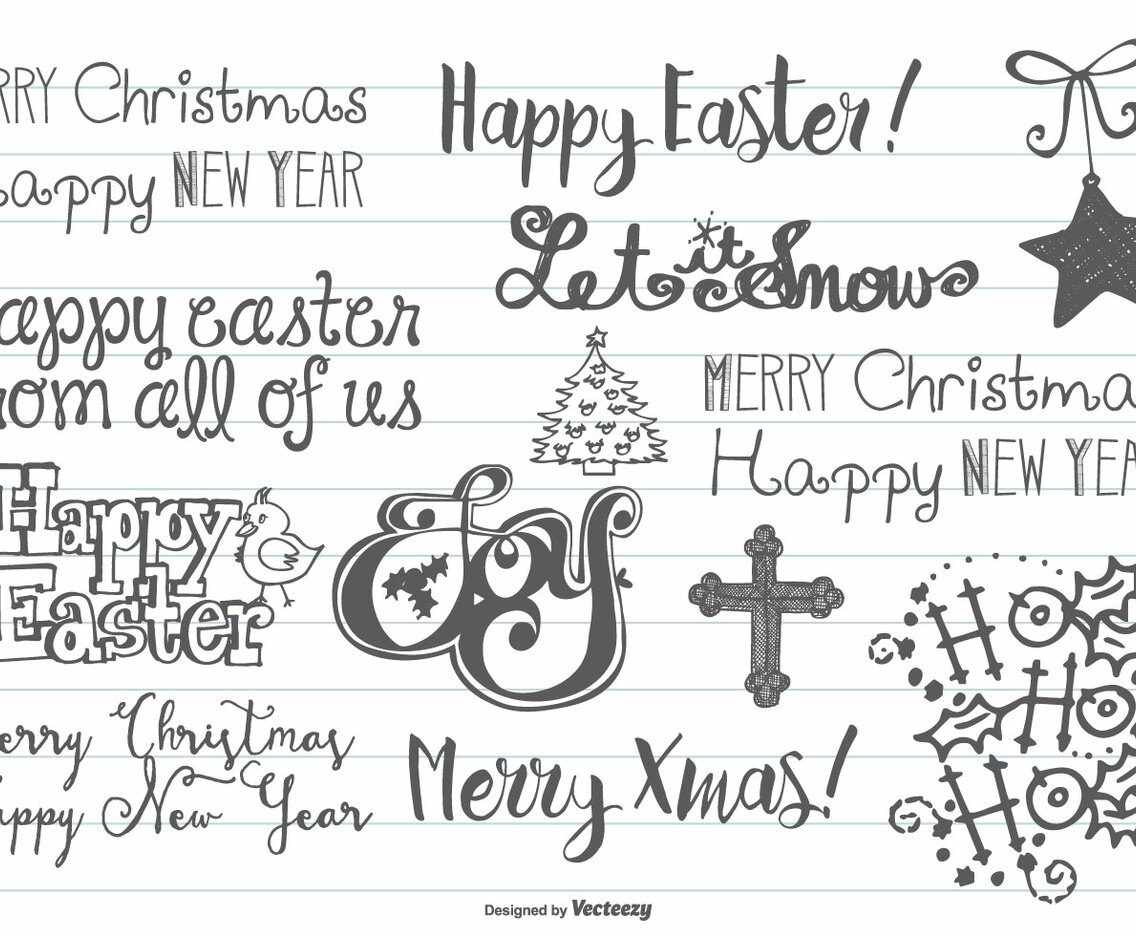 Hand Drawn Christmas  Easter Doodles