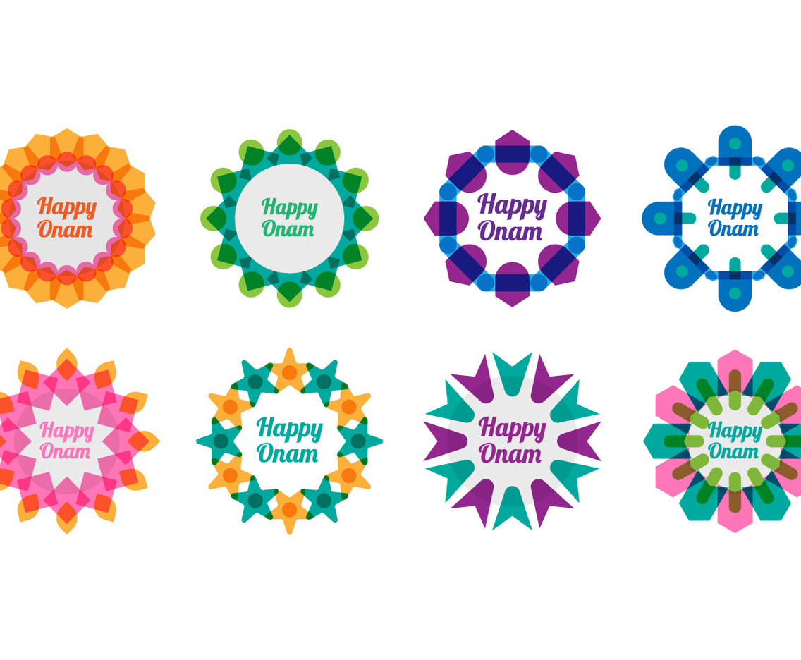 Free Onam Decorated Greeting Vector