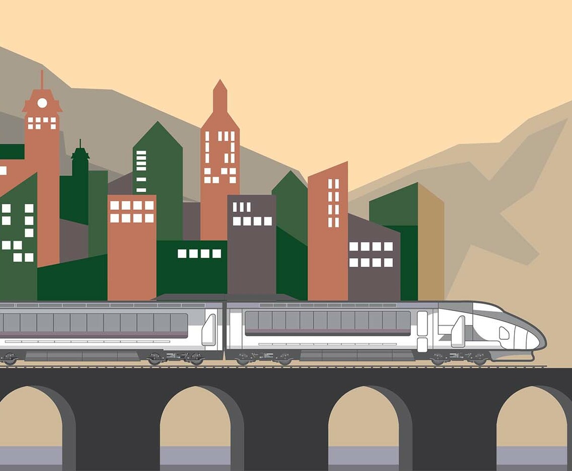 Train Background City Vector