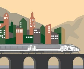 Train Background City Vector