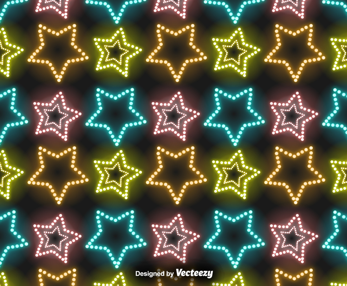 Vector Neon Stars Pattern